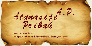 Atanasije Pribak vizit kartica